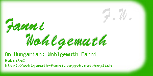 fanni wohlgemuth business card